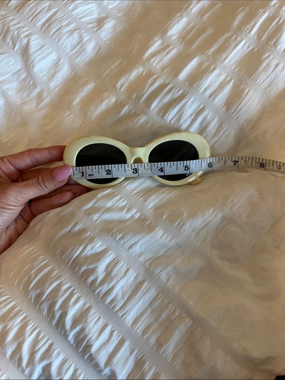 Butter Yellow Oval Retro Sunglasses Frames with Black Lenses